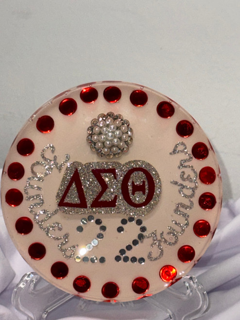 Crimson and Cream Delta custom resin display - Resin - Gift item - 22 red stones- Delta symbols  -  DESIGNS VARY SLIGHTLY - Stand Included - Embellishments  Crimson and Cream Delta custom resin display - Resin - Gift item - 22 red stones- Delta symbols  -  DESIGNS VARY SLIGHTLY - Stand Included - Embellishments