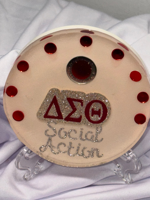 Social Action Crimson and Cream Delta custom resin display - Resin - Gift item - 9 red stones- Delta symbols  -  DESIGNS VARY SLIGHTLY  - Stand Included - Embellishments  Social Action Crimson and Cream Delta custom resin display - Resin - Gift item - 9 red stones- Delta symbols  -  DESIGNS VARY SLIGHTLY  - Stand Included - Embellishments