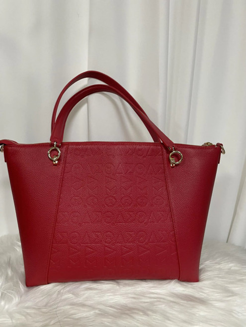 Delta tote handbag - Debossed DELTA SYMBOLS  pattern - Red Monochrome Design in center - Red Leather- Delta Handbag Delta tote handbag - Debossed DELTA SYMBOLS  pattern - Red Monochrome Design in center - Red Leather- Delta Handbag