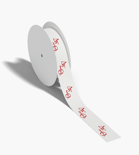 Delta Sigma Theta White Satin Ribbon - Staggered Symbols - White Satin Ribbon - 1 yard - Delta Greek Symbols - Delta Sigma Theta  Ribbon -  Delta SYMBOLS - 1.5" WIDE - 1 yard - DELTA SIGMA THETA Ribbon -  Ribbon - DELTA  SYMBOLS 
