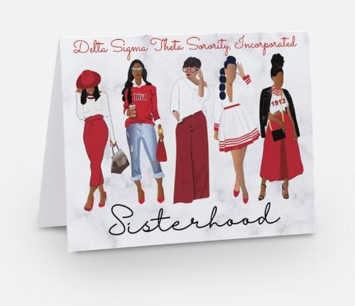 Ladies of Delta - Happy Sisterhood  Month - Sorors - Happy Sisterhood Month - set of 5  -  Delta Notecards - Delta Symbols  -  Delta Sorority Sisters - Red - Delta Women - Delta Sigma Theta Sorority, Inc. - Note cards - Delta Sigma Theta