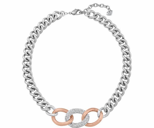 Swarovski Necklace-Bound Necklace - Genuine Swarovski - Rose Gold - Silver Crystals