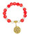 Pearl and Red Beaded DST Bracelet - Gold Accents - Delta Sigma Theta Symbols Charm - 8"  - 9" Stretch Bracelet - Stylish Bracelet