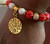 Pearl and Red Beaded DST Bracelet - Gold Accents - Delta Sigma Theta Symbols Charm - 8"  - 9" Stretch Bracelet - Stylish Bracelet