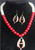 DISCONTINUED - NO REFUNDS OR EXCHANGES - Red and Cream Pearls and Earring Set - Elegant Set of Pearls with Rhinestones Charm in Center - Matching EarringsDelta Sigma Theta Symbols - 16" Faux Pearls Elegant Faux Pearl Necklace