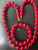 2 pc Red Marble Ceramic Necklace and Bracelet Set - Beaded Bracelet - Gold tone  Accents - Delta Sigma Theta Symbols Charm - 8"  - 9" Stretch Bracelet - NO EARRINGS - Bracelet and Necklace 2 pc Red Marble Ceramic Necklace and Bracelet Set - Beaded Bracelet - Gold tone  Accents - Delta Sigma Theta Symbols Charm - 8"  - 9" Stretch Bracelet - NO EARRINGS - Bracelet and Necklace