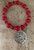 Delta  Charm Red Bracelet - Beads Bracelet -Red Bead/Red Spacers - Silver Spacers - Bead Design - Beaded Bracelet