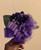 African violet corsage for Deltas - DESIGNS WILL VARY - ALANA - African violets - ribbon and pearls - African violet corsage - Purple ribbon - Floral clusters on an medium-length leaf - Delta Sigma Theta African Violet Corsage