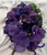 African violet corsage for Deltas - DESIGNS WILL VARY - ALANA - African violets - ribbon and pearls - African violet corsage - Purple ribbon - Floral clusters on an medium-length leaf - Delta Sigma Theta African Violet Corsage