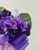 African violet corsage for Deltas - DESIGNS WILL VARY - ALANA - African violets - ribbon and pearls - African violet corsage - Purple ribbon - Floral clusters on an medium-length leaf - Delta Sigma Theta African Violet Corsage