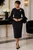 Black Sheath Dress - Bell Sleeves -   Black Sheath Dress - Brooch (on dress) Included - Dressy Dress - Dress Attire
