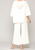Off- White/Ivory PEARLED LEG PANT SET - PEARLED HOODIE TOP - SIDE LEG PEARLS - PEARLED HOODIE - FULL FIT - PEARL PANT SET