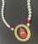 Delta Sigma Theta Pearled Medallion Necklace and Earrings - 22 pearls -THE REGAL MEDALLION - - 14K Gold Plated - Stainless Steel - Pearled Delta Sigma Theta Crest