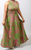 V-Neck Pink and Green Afrocentric Look - ALine Dress - 3 Tier Panel Front - One Size Fits up to 2X - African-Inspired Prints - African Inspired Attire - African Inspired Dress