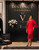 Red Sheath Dress- Bell Sleeves - Black Bordered Sleeves - Black Bordered Hem  - SIZE 18 MISSES ONLY