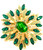 Green Jeweled brooch - ELABORATE EMERALD Colored jewels and stones  - Dress brooch - Hat Brooch -  Teal and royal blue stones - Mixed Size Jewels