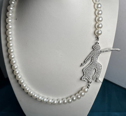 2025 Lady Fortitude in Pearls & Rhinestones Brooch Necklace