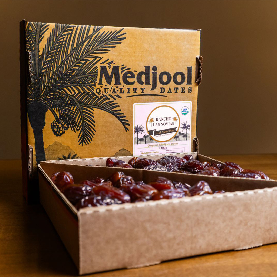 Large Organic Medjool Dates 5 lb. Box - Rancho Las Novias
