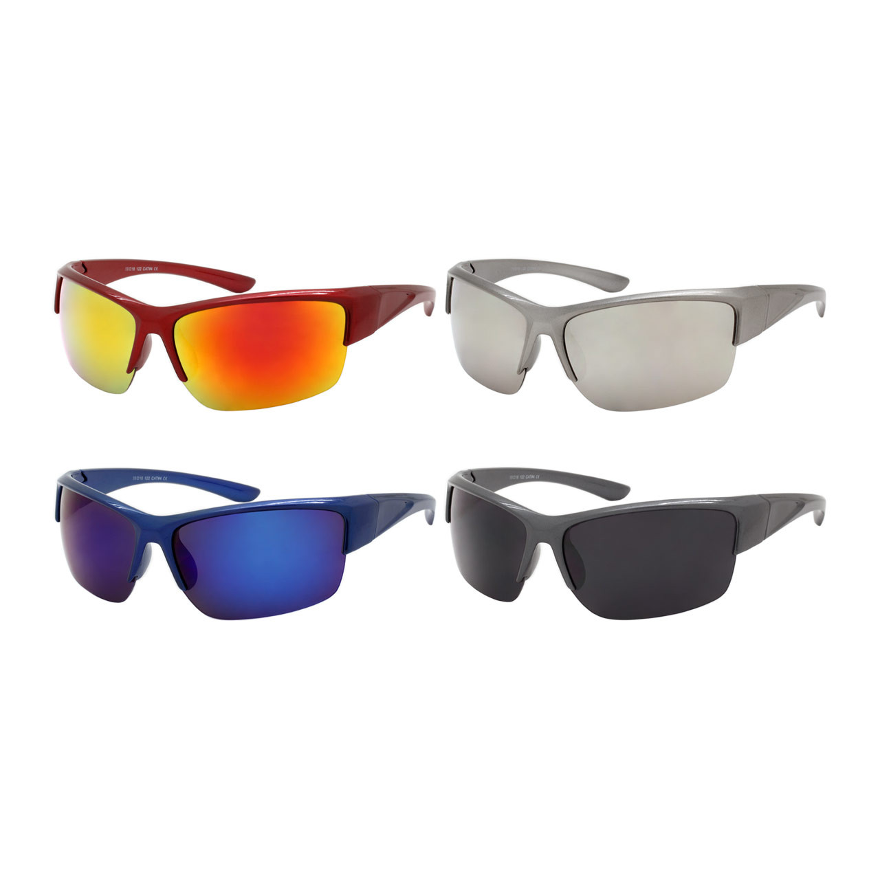 Pack of 12: Jimmad Athletic Ski Looking Half Rim with Logos Wholesale Men Sport Sunglasses