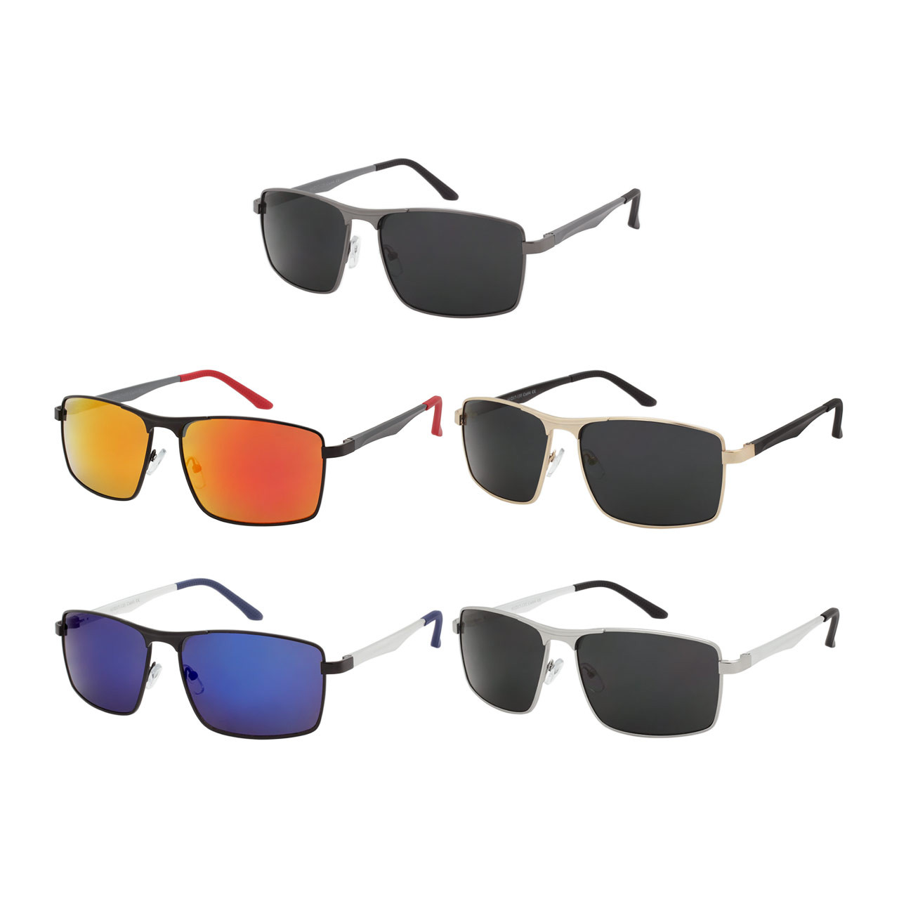 Wholesale Assorted Colors Aluminum UV400 Square Sunglasses Men, 1 Dozen  with Tags