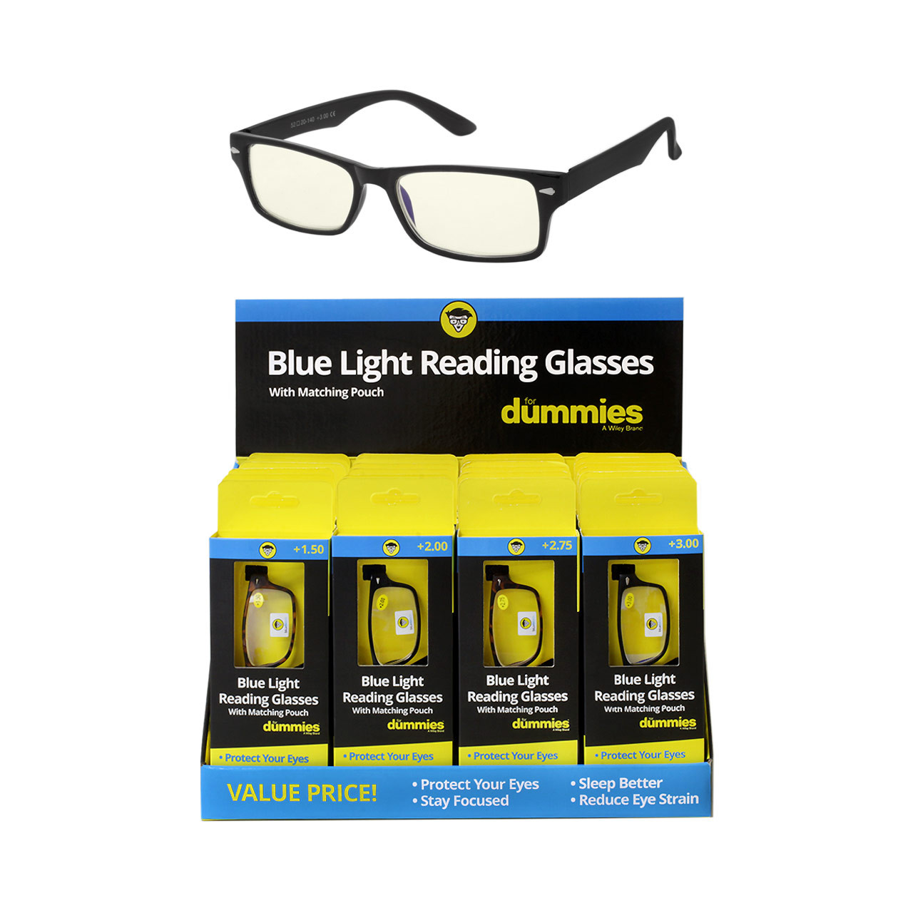 BLUE LIGHT READERS 24 PCS PER DISP | DUMBLR24 - Shark Eyes, Inc
