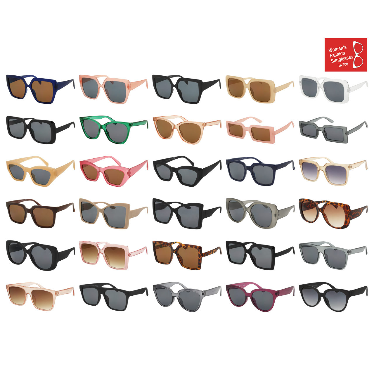 Wholesale Assorted Colors Polycarbonate UV400 Cat Eye Round Square Fashion Sunglasses  Women | MFASH3 - Shark Eyes, Inc. - Wholesale Sunglasses, Reading Glasses,  & Displays