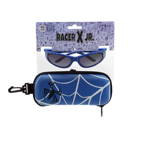 Racer X Jr. Spider Web Blue Sunglasses + Case Set
