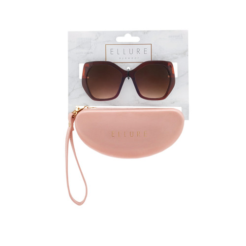 Wholesale Polycarbonate UV400 Women Square Fashion Sunglasses with Case | 4 Pieces per Inner | ELC01A