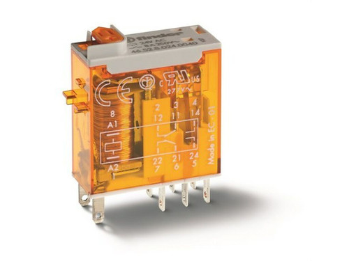 Rele mini 46.52 enchufar 8A 24Vdc Led+Pulsador 2 contactos