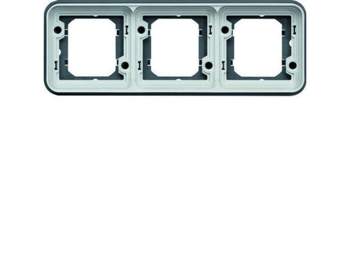 Marco empotrar 3 elementos horizontal cubiko IP55 gris - Hager
