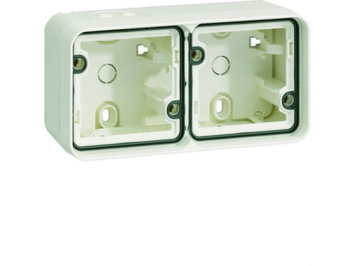 Caja superficie 2 elementos horizontal cubiko IP55 blanco polar - Hager