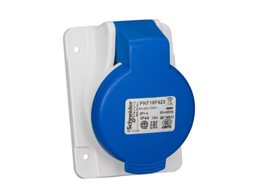 Base empotrar inclinada 65x85 16A 2P+Tt 200-250V IP44 azul - Schneider Electric