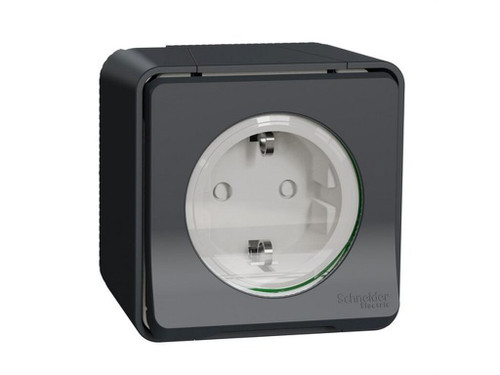 Enchufe Schuko completo estanco 10A gris mureva styl - Schneider Electric