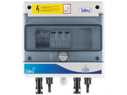 Cuadro de distribución para energía fotovoltaica 1000V DC 1 string IP65 1 entradas MC4 / 1 salidas - Solera