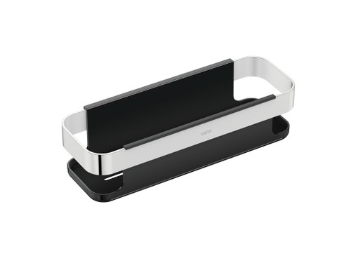 Contenedor para baño fabricado en metal con acabado cromo y negro de 30 cm Line - Cosmic