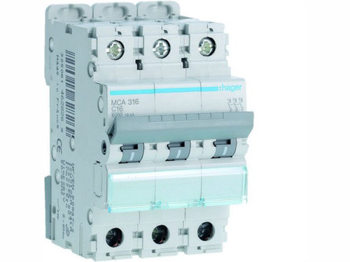 Interruptor automático magnetotérmico M 3P 16A curva C 6kA - Hager