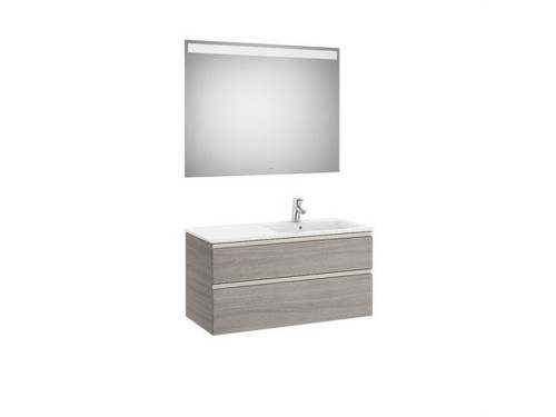 Pack THE GAP lavabo a la derecha 1000x460 roble city texturizado con UNIK THE GAP de dos cajones y espejo Eidos - Roca