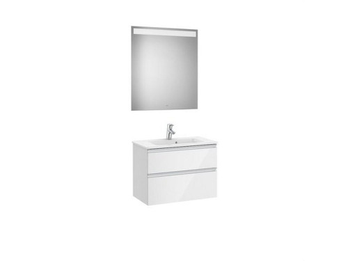 Pack THE GAP Compact 700x380 blanco con UNIK THE GAP de dos cajones y espejo Eidos - Roca