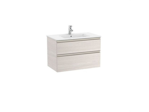Mueble UNIK THE GAP 800x460 lavabo blanco dos cajones fresno nórdico - Roca