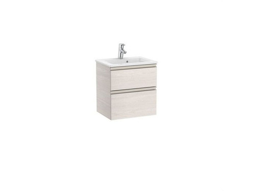 Mueble UNIK THE GAP Compact 500x380 fresno nórdico de dos cajones y lavabo en color blanco - Roca