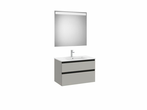 Pack Mueble The Gap 800X460 2 Cajones + Espejo Eidos gris mate - Roca