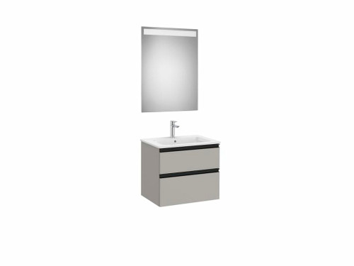 Pack Mueble The Gap 600X460 2 Cajones + Espejo Eidos gris mate - Roca