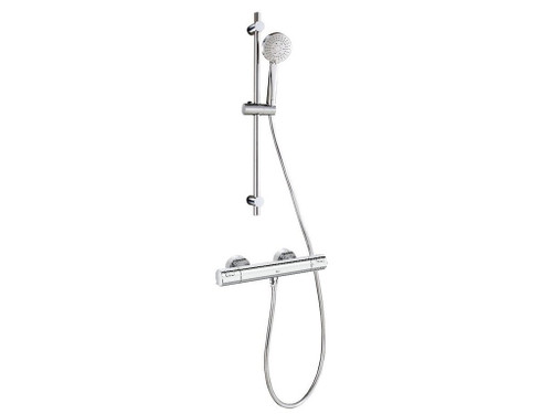 Mezclador Termostático exterior Victoria para Ducha T-500 + Kit de Ducha Stella 100/3 Cromado - Roca