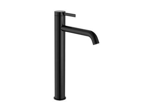Mezclador Caño Alto para Lavabo Ona Cuerpo Liso con Aireador Y Válvula Click Clack Everlux negro Titanio - Roca