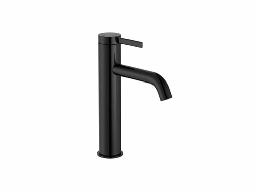 Mezclador Caño Mezzo para Lavabo Ona Cuerpo Liso con Aireador Y Válvula Click Clack Everlux negro Titanio - Roca