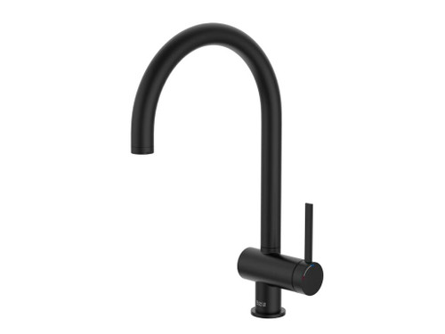 Mezclador para Cocina Ona con Caño Curvo Giratorio con Aireador Y Enlaces de Alimentación Flexibles con Apertura En Agua Fría negro mate - Roca