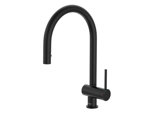 Mezclador para Cocina Ona con Caño Curvo Giratorio con Ducha 2 Funciones extraíble Y Enlaces de Alimentación Flexibles con Apertura En Agua Fría negro mate - Roca