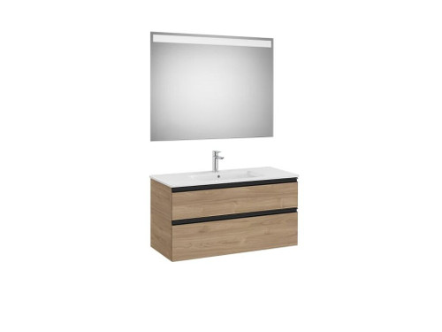 Pack Mueble The Gap 1000X460 2 Cajones + Lavabo Centrado + Espejo Eidos Nogal - Roca