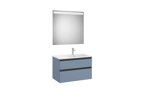 Pack Mueble The Gap 800X460 2 Cajones + Lavabo Derecha + Espejo Eidos Azul mate - Roca