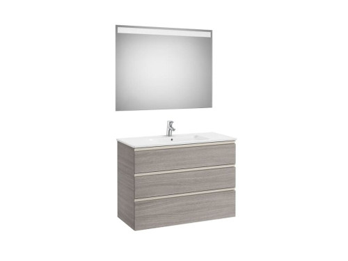Mueble para Lavabo Centrado 1000X460 The Gap 3 Cajones + Espejo Roble City Texturizado - Roca